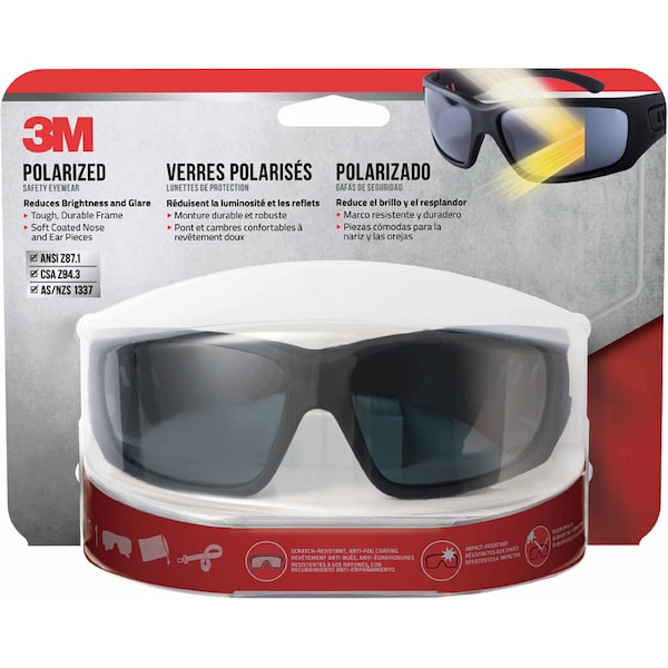 Safety Glasses Anti-Scratch, Blk Frame, Wraparound
